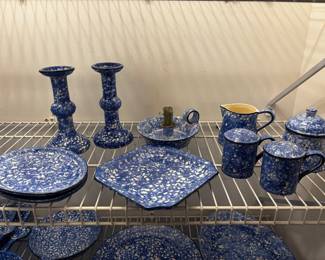 Stangl Pottery from the "Town and Country" line in the Blue Spongeware pattern