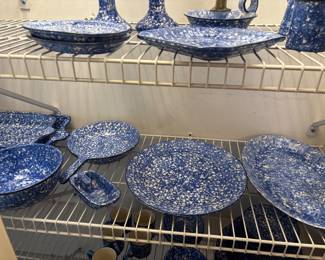 Stangl Pottery from the "Town and Country" line in the Blue Spongeware pattern