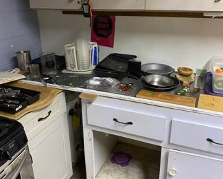 Kitchen items, including cupboards