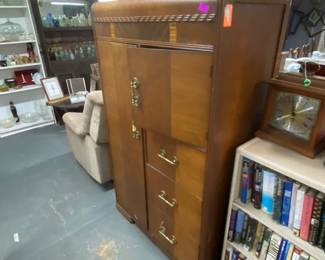 Vintage cabinet, books, decor