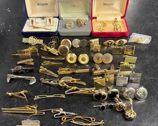 Huge collection of mid-century, cufflinks, and tie clips