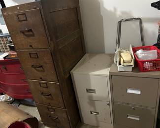 wooden and metal file cabinets