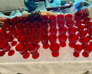 Red Fostoria stemware