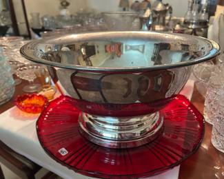 Silver plated punch bowl