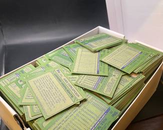 Baseball cards in box