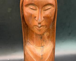 Wooden Woman Bust