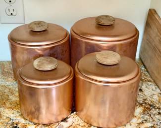 (4) Rose Gold Kitchen Canisters