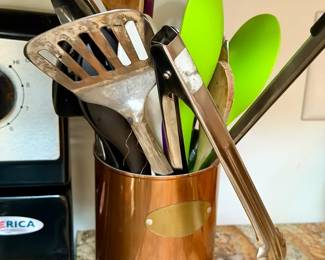 Metal Utensil Holder With Contents
