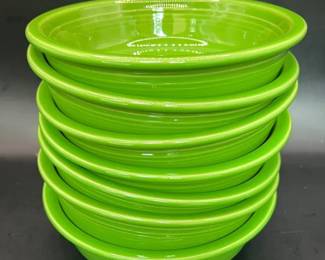 (7) Homer Laughlin Green Fiesta Ware Bowls