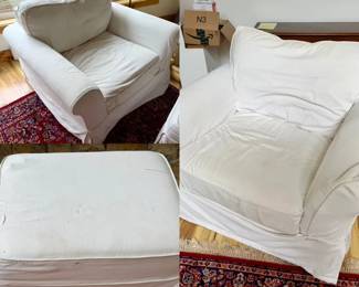 (2) Pottery Barn Easy Chairs With Ottoman