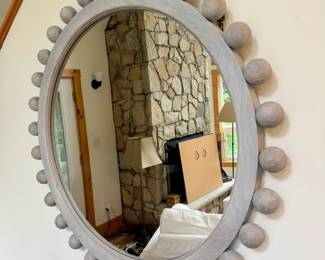 Large Circular Wooden Mirror