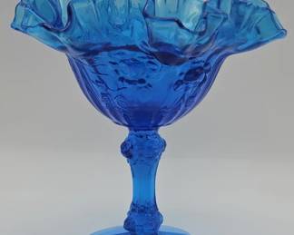 176 Lot 612h Vintage Fenton Cabbage Rose Colonial Blue g