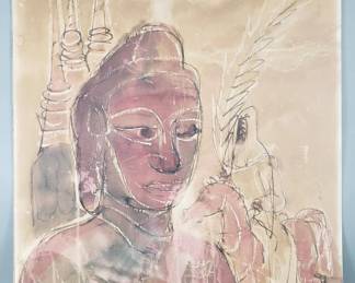 045 Lot 159 Signed Stephen Longstreet mixed media painting