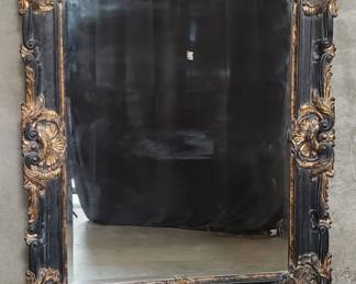 055 Lot 30 Large vintage gilt carved wood beveled mirror