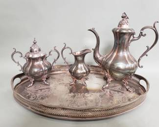 100 Lot 500 Reed and Barton 4pc silver plate tea set