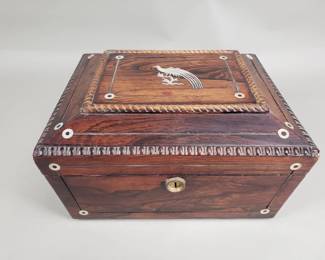 078 Lot 673 Antique rosewood mother of pearl inlaid box