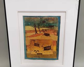 125 Lot 143 Signed Jane Hespenheide mixed media painting