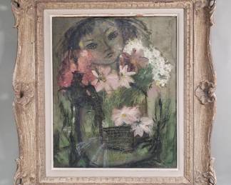 129 Lot 227 Signed Madeline Scellier oil on panel painting