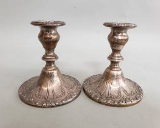 060 Lot 498 Gorham weighted sterling silver candlesticks