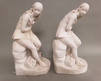 040 Lot 607 Pair of John Beci Minton parianware