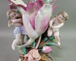 023 Lot 658 Antique K P M porcelain cherub and flower