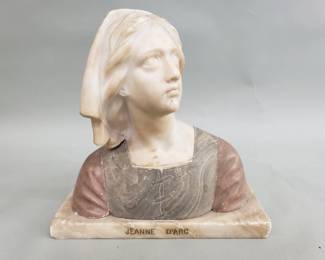 083 Lot 566 Antique carved alabaster Jeanne D arc bust