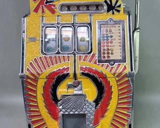 003 Lot 318 Vintage Mills War Eagle 25 cent slot machine