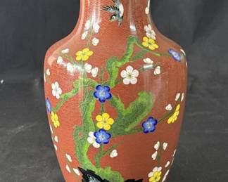 158 Lot 294h Vintage Cloisonne brass vase