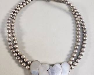 153 Lot 1 Sterling silver double strand beaded necklace