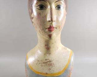 113 Lot 443 1920 s hand carved solid wood millinery bust