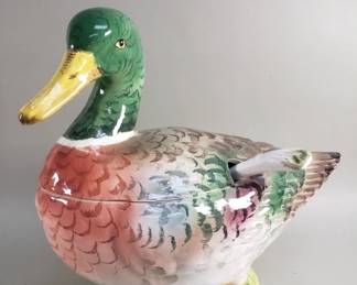 169 Lot 499 Vintage Italian ceramic duck tureen and ladle