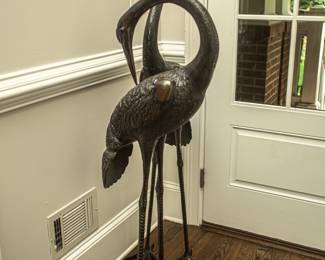 Pair Brass Cranes