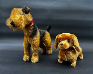 2 Plush Dogs Airdale Is Like A Steiff No Tags Small Dog Walks And Barks