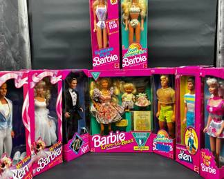 9 Different Barbie & Ken Dolls In Original Box