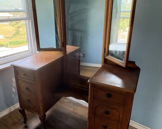 1920s Art Deco Drop-Center Triptych Vanity