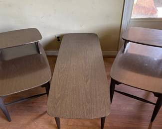 3-Piece 1960s Mid-Century Surfboard/Tiered Table Set