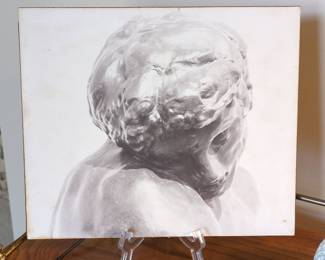 Classical Style Head Sculpture Print on Board