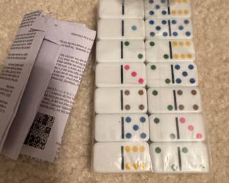 Vintage Plastic Color-Dot Dominoes Set