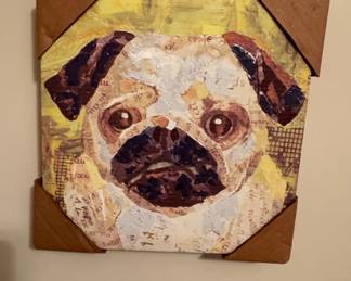 Alex Zeng Studio Editions Hand Made Pug Dimensional Art Collage