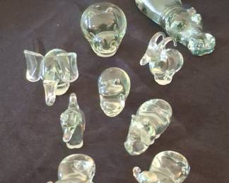 Collection of Miniature Clear Glass Animal Figurines
