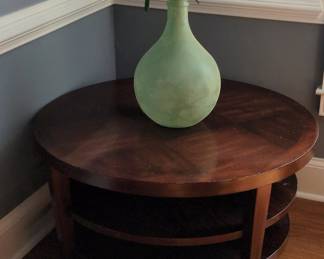 Vintage Two-Tier Round Wooden Side Table