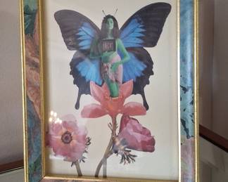 Surrealist Butterfly Woman Collage Art Print