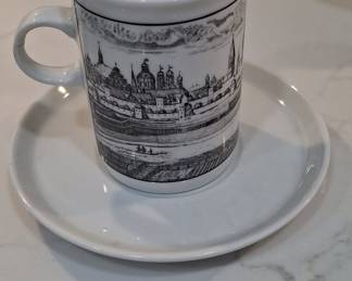Altenkunstadt Germany Porcelain Cityscape Cup and Saucer