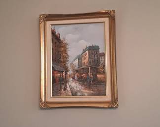 Henri Rogers Parisian Street Scene Oil Painting