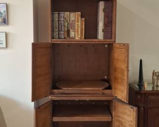 Vintage Ethan Allen Heirloom Nutmeg Maple CRP Louvered Cabinet
