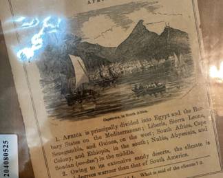 Antique Geography Textbook Page: Lesson LIV Africa with Cape Town Illustration
