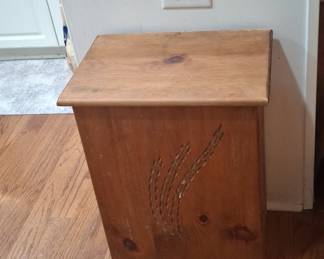 Vintage Pine Tilt-Out Trash Bin with Wheat Carving