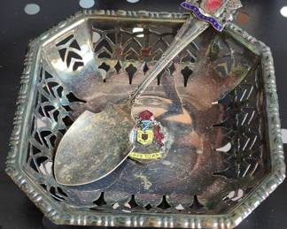 Vintage Cape Town Souvenir Spoon and Pierced Silver-Plated Bowl