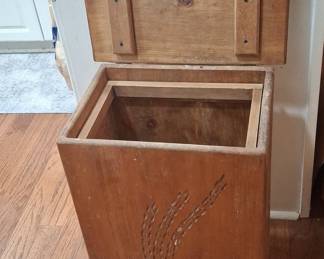 Vintage Pine Tilt-Out Trash Bin with Wheat Carving