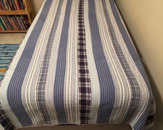Blue Striped Twin Quilt Set with Shams